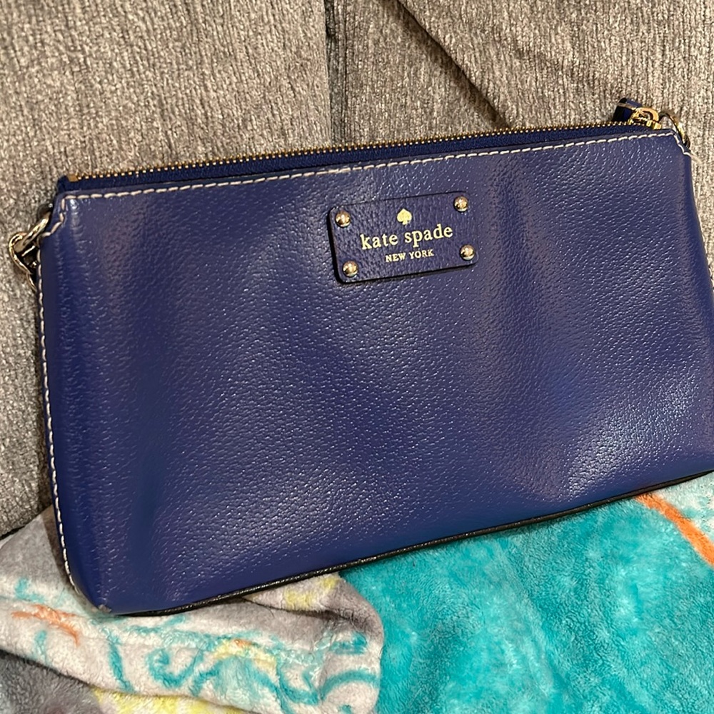 Kate Spade Purse/Handbag CERULEAN BLUE Leather w/Gold Chain Strap w/Leather